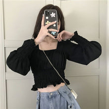 Load image into Gallery viewer, Casual Sweet Female Blouse Women Summer 2021 Slim White France Elegant Blouse Bubble Sleeve High Street Korean Fashion Clothing
