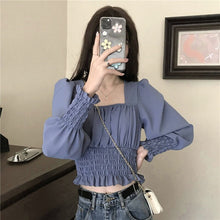 Load image into Gallery viewer, Casual Sweet Female Blouse Women Summer 2021 Slim White France Elegant Blouse Bubble Sleeve High Street Korean Fashion Clothing