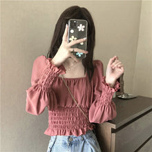 Load image into Gallery viewer, Casual Sweet Female Blouse Women Summer 2021 Slim White France Elegant Blouse Bubble Sleeve High Street Korean Fashion Clothing