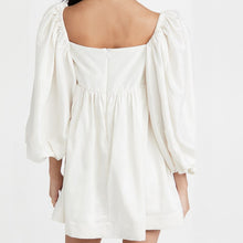 Load image into Gallery viewer, Casual Sweet White Loose Mini Dress Ladies Lantern Sleeve Square Collar Backless Dress Elegant New Fashion 2021 Dress For Women