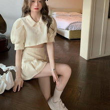 Load image into Gallery viewer, Casual Two Piece Skirt Tops Set for Women Sweet Y2k Blouse Tops A-Line Mini Skirt Suit 2021 Summer Holiday Outing Kawaii Suit