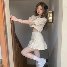 Load image into Gallery viewer, Casual Two Piece Skirt Tops Set for Women Sweet Y2k Blouse Tops A-Line Mini Skirt Suit 2021 Summer Holiday Outing Kawaii Suit