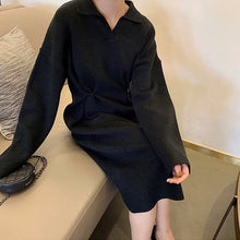 Load image into Gallery viewer, Casual Women&#39;s Dresses Design Loose Party Dress Woman Clothes Lazy Sweater Female Elegant Knitted Robe Autumn Oversize Vestidos
