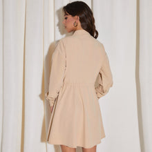 Load image into Gallery viewer, Casual Women&#39;s Dresses Drawstring Polo Collar Breasted Belt Pocket Woman Clothes Long Sleeves A-Line Dress Autumn Female Fashion