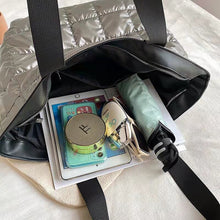 Load image into Gallery viewer, Casual para baixo algodão sacos de ombro das mulheres bolsas de designer de náilon senhoras grande capacidade espaço almofada al