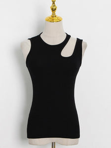 Casual y2k White Cut Out Women&#39;s Tank Tops Sleeveless Slim T Shirts Female Clothing 2022 Summer Fashion crop top women camisetas