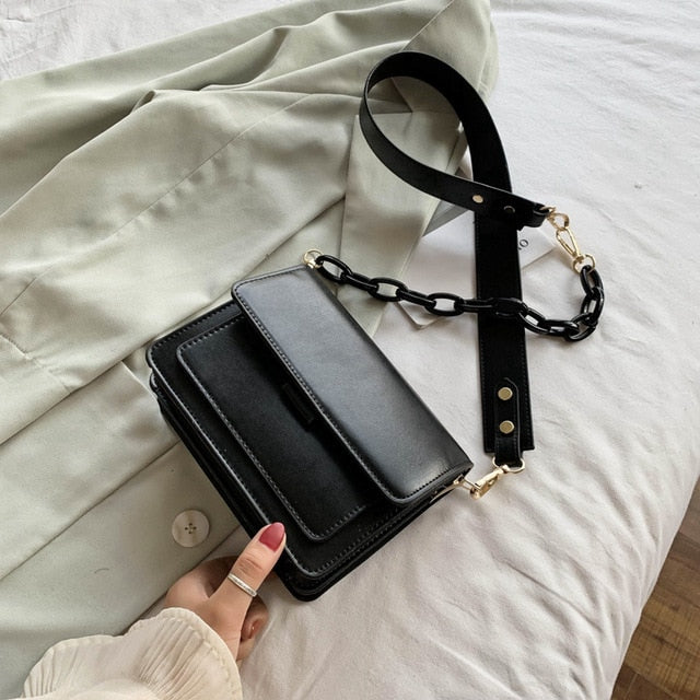 Chain Design New Mini PU Leather Flap Bags For Women 2021 Summer Lady  Shoulder Handbag Female Fashion Cross Body Bag