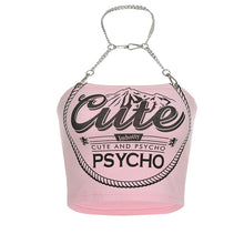 Load image into Gallery viewer, Chain Halter Pink Camisole Women&#39;s Print Sleeveless Square Neck Camis Tanks Female Streetwear Chic Sling Crop Top Clothes Summer