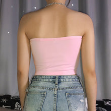 Load image into Gallery viewer, Chain Halter Pink Camisole Women&#39;s Print Sleeveless Square Neck Camis Tanks Female Streetwear Chic Sling Crop Top Clothes Summer