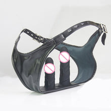Load image into Gallery viewer, Chastity Belt Panties,Strapon Detachable Silicone Butt Plug Dildo, Leather Strap on Harness,BDSM Sexy Lingerie