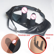 Load image into Gallery viewer, Chastity Belt Panties,Strapon Detachable Silicone Butt Plug Dildo, Leather Strap on Harness,BDSM Sexy Lingerie