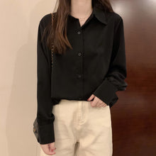 Load image into Gallery viewer, Chic Women Casual Shirt Office Ladies Turn-down Collar Tops And Shirts Female Korean Summer Loose Long Sleeves Blouses