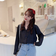 Load image into Gallery viewer, Chic Women Floral Shirt Female Korean Long Sleeves Blouses Office Ladies Casual Tops And Shirts