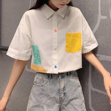 Load image into Gallery viewer, Chic Women Shirt Kawaii Ladies Casual Loose Tops And Shirts Female Korean Long Sleeves Blouses Chic Pocket
