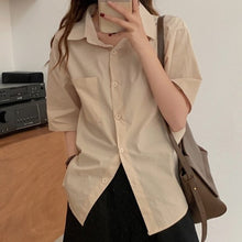 Load image into Gallery viewer, Chic Women Solid Shirt Office Ladies Casual Tops And Shirts Female Korean Long Sleeves Blouses Pocket