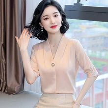 Load image into Gallery viewer, Chiffon Blouse Women 2021 Summer Chiffon Shirts Blouse Tops Fashion Casual V-Neck Loose short  sleeve Blouses Femme Blusa