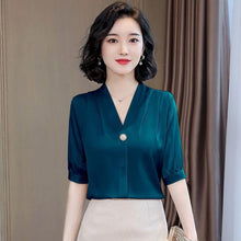 Load image into Gallery viewer, Chiffon Blouse Women 2021 Summer Chiffon Shirts Blouse Tops Fashion Casual V-Neck Loose short  sleeve Blouses Femme Blusa