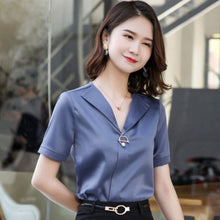 Load image into Gallery viewer, Chiffon Blouse Women 2021 Summer Chiffon Shirts Blouse Tops Fashion Casual V-Neck short  sleeve Blouses Light and breathable