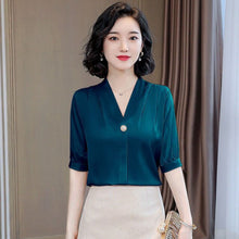 Load image into Gallery viewer, Chiffon Blouse Women 2021 Summer Chiffon Shirts Blouse Tops Fashion Casual V-Neck short  sleeve Blouses Femme Blusa