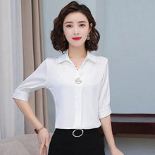 Load image into Gallery viewer, Chiffon Blouse Women 2021 Summer Chiffon Shirts Blouse Tops Fashion Casual V-Neck short  sleeve Blouses Light and breathable