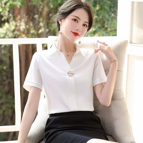 Chiffon Blouse Women 2021 Summer Chiffon Shirts Blouse Tops Fashion Casual V-Neck short  sleeve Blouses Femme Blusa plus size