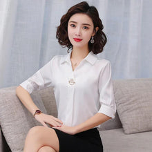 Load image into Gallery viewer, Chiffon Blouse Women 2021 Summer Chiffon Shirts Blouse Tops Fashion Casual V-Neck short  sleeve Blouses Light and breathable