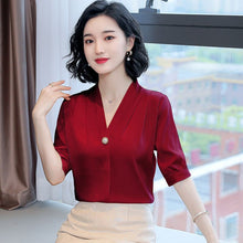Load image into Gallery viewer, Chiffon Blouse Women 2021 Summer Chiffon Shirts Blouse Tops Fashion Casual V-Neck short  sleeve Blouses Femme Blusa