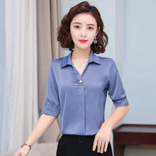 Load image into Gallery viewer, Chiffon Blouse Women 2021 Summer Chiffon Shirts Blouse Tops Fashion Casual V-Neck short  sleeve Blouses Light and breathable