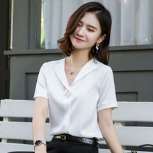 Load image into Gallery viewer, Chiffon Blouse Women 2021 Summer Chiffon Shirts Blouse Tops Fashion Casual V-Neck short  sleeve Blouses Light and breathable