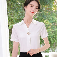 Load image into Gallery viewer, Chiffon Blouse Women 2021 Summer Chiffon Shirts Blouse Tops Fashion Casual V-Neck short  sleeve Blouses Femme Blusa plus size