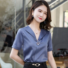 Load image into Gallery viewer, Chiffon Blouse Women 2021 Summer Chiffon Shirts Blouse Tops Fashion Casual V-Neck short  sleeve Blouses Light and breathable