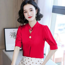 Load image into Gallery viewer, Chiffon Blouse Women 2021 Summer Chiffon Shirts Blouse Tops Fashion Casual  plus size short  sleeve Blouses Light and breathable