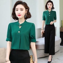 Load image into Gallery viewer, Chiffon Blouse Women 2021 Summer Chiffon Shirts Blouse Tops Fashion Casual  plus size short  sleeve Blouses Light and breathable