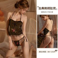 Load image into Gallery viewer, Chinaese Retro Style Three Point Underwear Set Sexy  Bellyband Lingerie Set Cosplay Costumes Chest Harness  Bondage Harness Bra