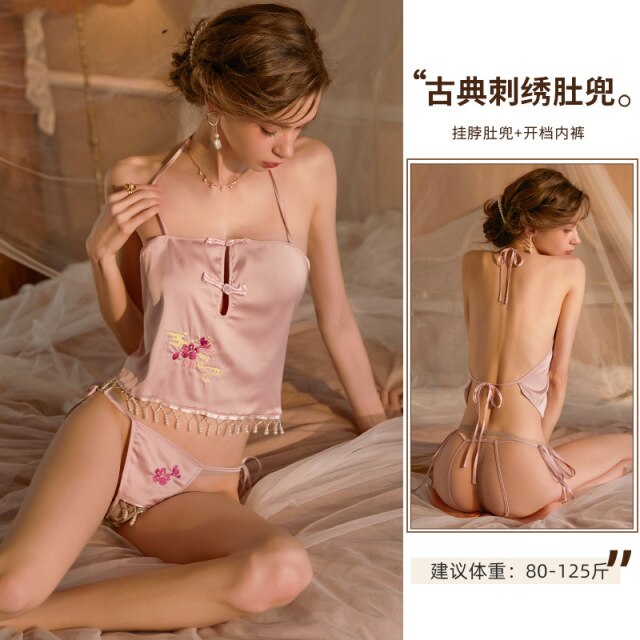 Chinaese Retro Style Three Point Underwear Set Sexy  Bellyband Lingerie Set Cosplay Costumes Chest Harness  Bondage Harness Bra