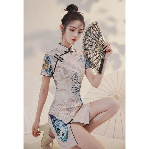 Chinese Qipao Improved Cheongsam 2021 New Female Summer Young Girl National Trend Women's Small Short National Style Dress