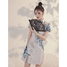 Load image into Gallery viewer, Chinese Qipao Improved Cheongsam 2021 New Female Summer Young Girl National Trend Women&#39;s Small Short National Style Dress