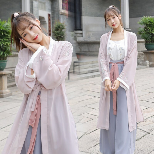Chinese Traditional Ancient Hanfu Costumes Classical Tang Dynasty Princess Hanfu Dress Embroidery 3PCS Retro Folk Dance Suit