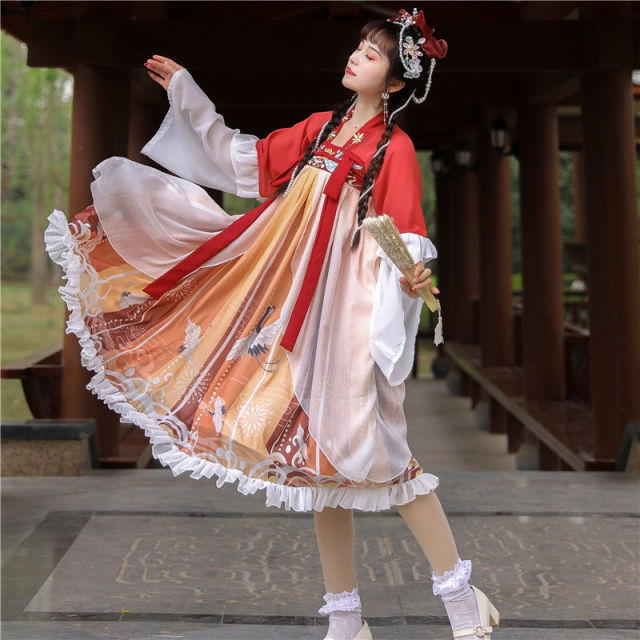 Chinese Traditional Folk Dance Costume Women Ancient Hanfu Dress Oriental Style Tang Dynasty Dance Clothing Girl Fairy Cosplay