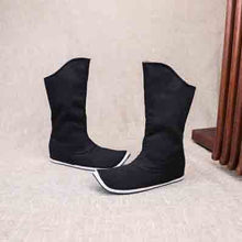 Load image into Gallery viewer, Chinese Traditional Hanfu Bow Boots For Men&amp;Women Cloth Boots Hanfu Shoes Couples Black Hanfu Soap Boots For Men Women 35-44#
