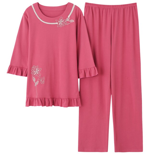 Chinese Women 100% Modal Pajamas Set Nightgown Print Pyjamas Suit 2 PCS Sleepwear Summer Spring Home Clothes M-XXXL