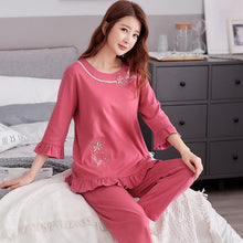 Load image into Gallery viewer, Chinese Women 100% Modal Pajamas Set Nightgown Print Pyjamas Suit 2 PCS Sleepwear Summer Spring Home Clothes M-XXXL