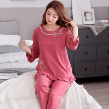 Load image into Gallery viewer, Chinese Women 100% Modal Pajamas Set Nightgown Print Pyjamas Suit 2 PCS Sleepwear Summer Spring Home Clothes M-XXXL