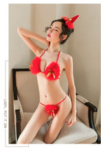 Load image into Gallery viewer, Christmas Erotic Cosplay Anime Hollow Out Uniform Temptation Strappy Dress Corset BDSM Hair Hoop Sexy Lingerie Lace Stocking