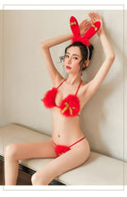 Load image into Gallery viewer, Christmas Erotic Cosplay Anime Hollow Out Uniform Temptation Strappy Dress Corset BDSM Hair Hoop Sexy Lingerie Lace Stocking