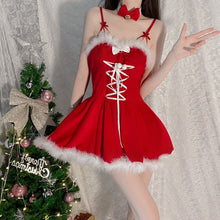 Load image into Gallery viewer, Christmas Gift Bunny Girl Cosplay Night Dress Women Sleepwear Velvet Nightgown Party Sexy Lingerie Backless Sleep Tops Camisole