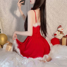 Load image into Gallery viewer, Christmas Gift Bunny Girl Cosplay Night Dress Women Sleepwear Velvet Nightgown Party Sexy Lingerie Backless Sleep Tops Camisole