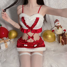 Load image into Gallery viewer, Christmas Gift Jumpsuits Night Dress Women Lace Sleepwear Bunny Girl Velvet Nightgown Pamajas Sexy Lingerie Camisole Sleep Tops