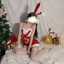 Load image into Gallery viewer, Christmas Gift Jumpsuits Night Dress Women Lace Sleepwear Bunny Girl Velvet Nightgown Pamajas Sexy Lingerie Sleep Tops Camisole