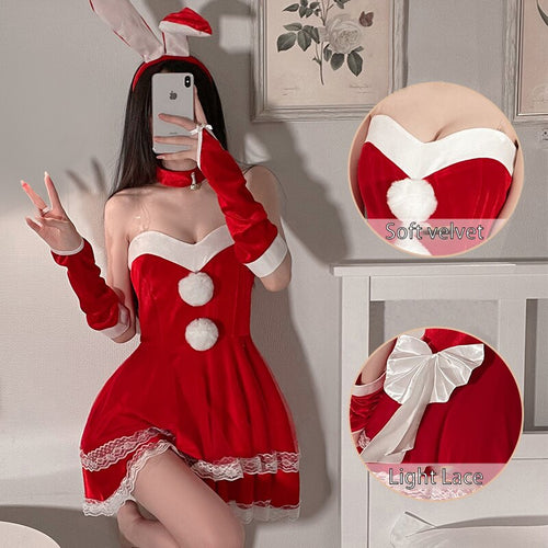 Christmas Gift Princess Night Dress Women Sleepwear Velvet Nightgown Party Cosplay Bunny Girl Sexy Lingerie Camisole Sleep Tops